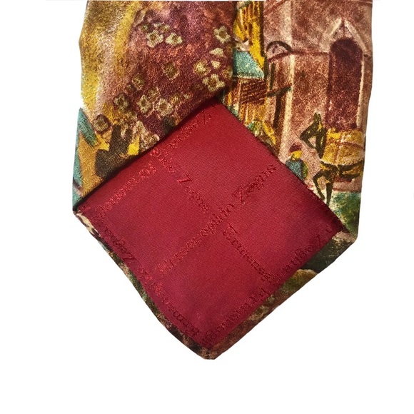 Ermenegildo Zegna vintage 100% silk tie with urban scene pattern - Picture 4 of 12